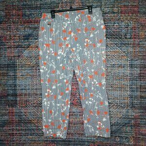 LISETTE L womens white black orange striped floral pull on pants 16